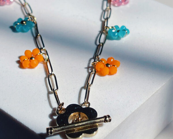 FLOWER COLORS PAPER CLIP NECKLACE