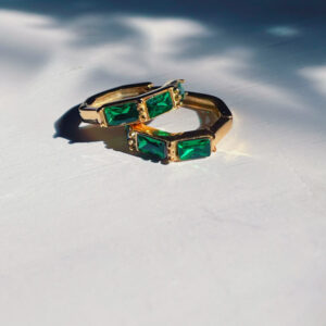 ZIRCONIA GREEN HOOP EARRINGS