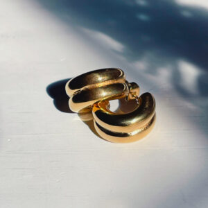 BIG STUD HOOP GOLD EARRINGS