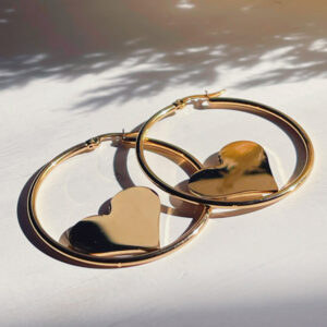 HEART HOOP EARRINGS GOLD