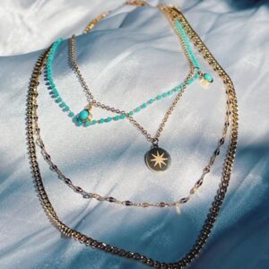 LIGHT BLUE LAYERED NECKLACES